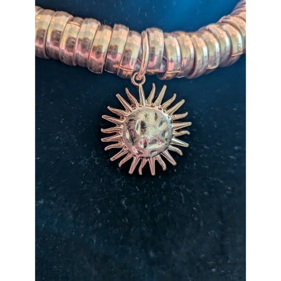 ZARA Necklace Women's Seashore Charms Golden Enamel Cream Cord Statement Coastal - Picture 6 of 15